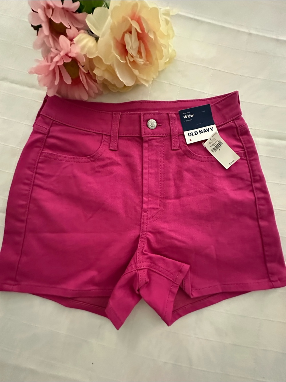 Old Navy NWT Bright Pink High-Waist Women's Shorts